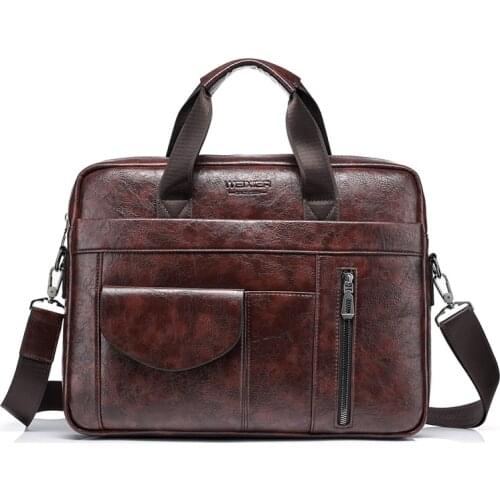WEIXIER Men Briefcase Large Capacity Business Bag PU Leather Mens Shoulder Bags Messenger laptop bag Handbags Tote designer bag