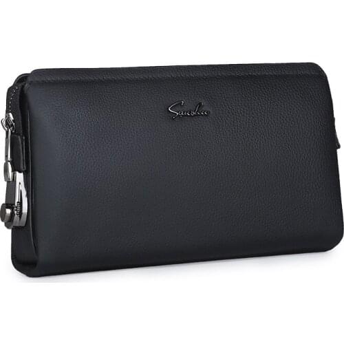 Genuine leather calf skin men casual business clutches wrist purse