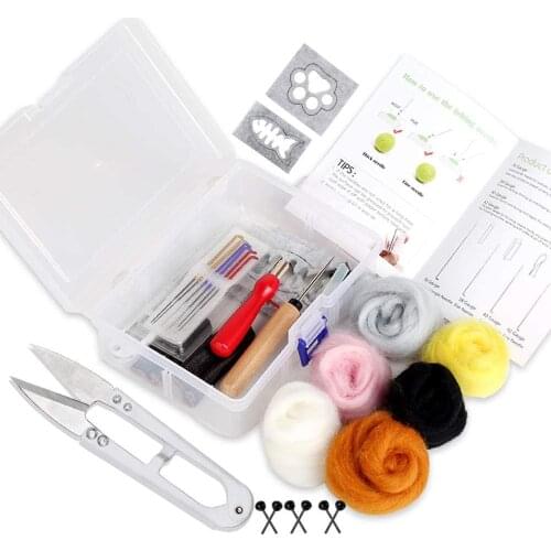 LMDZ Needle Felting Starter Kit with Roving Wool, Needle Felting Needle, Wooden Handle, Needle Felting Tool for DIY Felting Wool