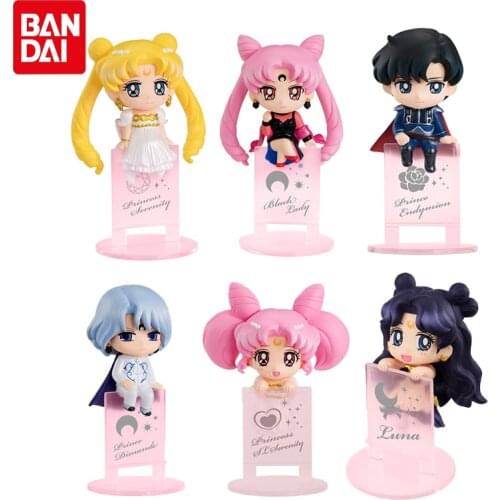Bandai Genuine Limited Set Candy Toy Sailor Moon Night&Day Chibiusa Chiba Mamoru Anime Action Figures Model Toys Ornaments