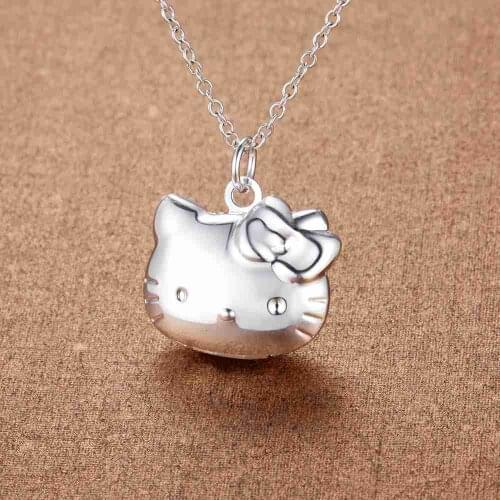 Hot 925 Sterling Silver lovely Kitty cat Pendant Necklace for Women Christmas Gifts Fashion Luxury Party Wedding Jewelry