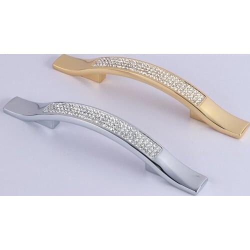 All Metal Cabinet Handles and Pulls with Crystal Drawer/Furniture Knobs with Screws Euro Style Bundle Sale Gold Chrome