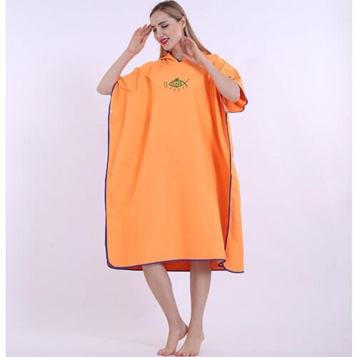 Microfiber Poncho Towel Quick Dry Hooded Surf Beach Wetsuit Changing Towel Bathrobe Watersports Activities,Adults Men Women