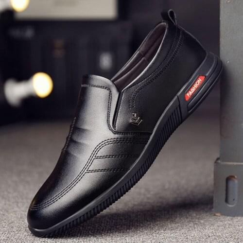 Casual Leather Shoes Mens Leather All-Match Soft Surface Leather Soft Bottom Lazy Shoes Mens Shoes Spring And Autumn Breathabl