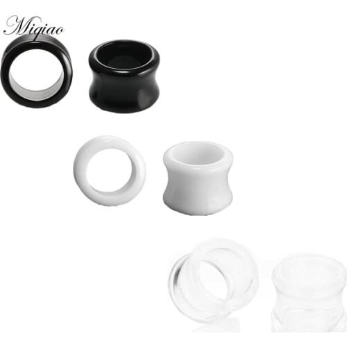 Miqiao 2pcs Simple Personality Acrylic Hollow Ear Cylindrical Ear Expander 4mm-20mm Exquisite Piercing Jewelry