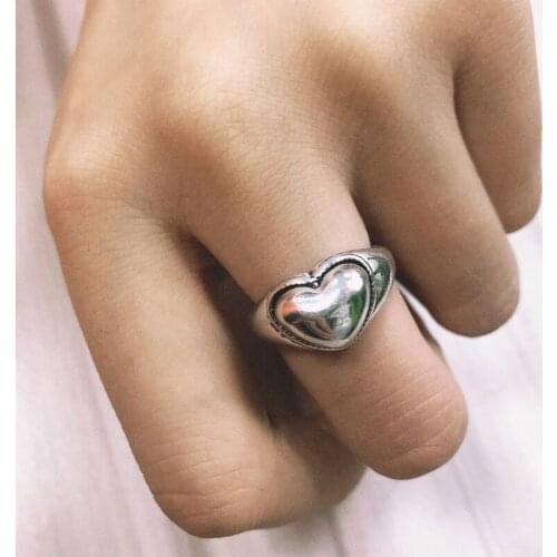 2021 European and American Fashion New Geometric Metal Open Ring Retro Personality Creative Adjustable Love Index Finger Ring