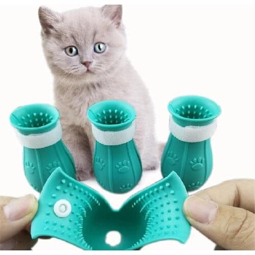 Adjustable Cat Foot Cover Pet Anti-Scratch And Bite Silicone Cover Anti-Scratch Cat Shoes Pet Bath Paw Cover Cat Supplies