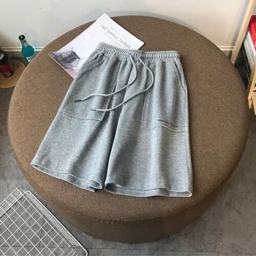 Summer High Waist Wide Leg Short Women Hip-hop Knee Length Pants Drawstring Korean Pure Cotton Casual loose Holiday Trousers