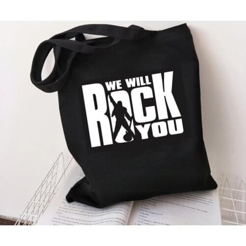 Freddie Mercury The Queen Band Funny Letters Shopping Bag Cute Shoulder Canvas Bags Harajuku Large Capacity Messenger Women Bags
