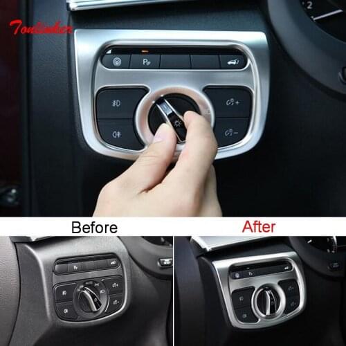 Tonlinker Interior Car Headlight Control Cover sticker for INFINITI QX50 2018-20 Car Styling 1 PCS Stainless steel Cover sticker