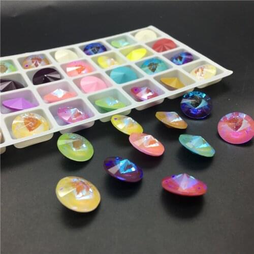 TopStone More Mocha AB 12mm 14mm K9 Crystal Rivoli Glass Fancy Stone Pointback Round Rhinestone Can Mix Colors