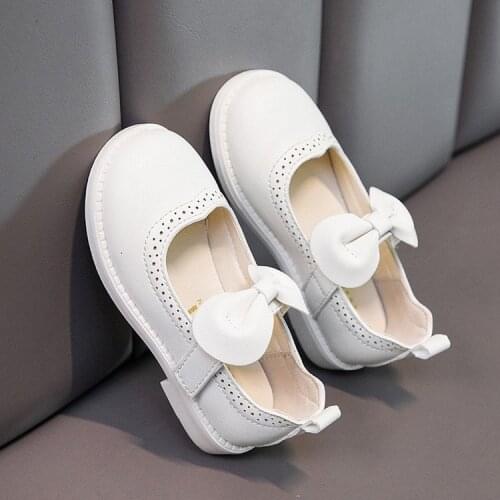 Girls Princess Shoes 2021 Autumn New Soft-soled Kids Shoes Toddler Shoes Breathable Leather Casual Chic Bow-knot Fashion Flats