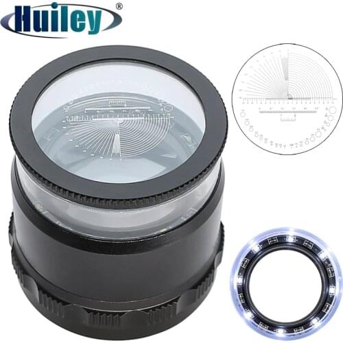 10X Illuminated Focus Adjustable Cylindrical Loupe Magnifier Measuring Magnifying Glass with Multi Scale Precision Calibration