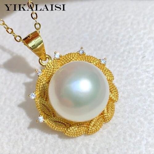 YIKALAISI 11-12mm Oblate Natural Freshwater Pearl Pendants Jewelry For Women 925 Sterling Silver Necklaces Wholesales