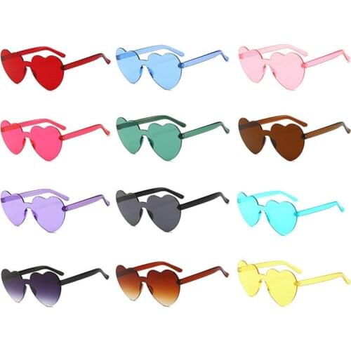 Heart Shape Sunglasses Women Rimless Ocean Candy Lens Shades Female Sun Glasses Girls gafas de sol UV400