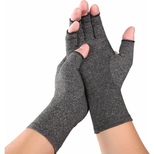 1 Pair Men Cotton Elastic Compression Gloves Wrist Support Therapy Open Fingers Health Care Arthritis Gloves Joint Pain Wristban