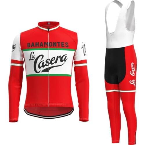 1973 Competition Spain La Casera Team Retro Man Cycling Jersey Long Sleeve Set Triathlon Biker Jersey maillot ciclismo hombre