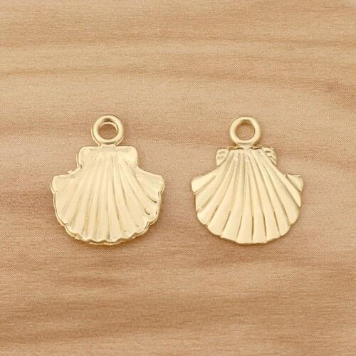 20 Pieces Gold Tone Shell Scallop Seashell Charms Pendants Beads for DIY Bracelet Earrings Jewellery Making Accessories 18x15mm