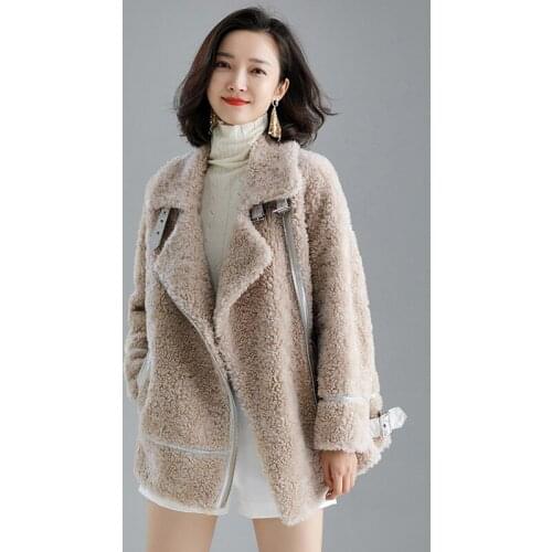 2020 Sheep Shearing Clothes Wool Parka Fur Winter Coat Women Real Leather Jacket LMN99023 YY2341
