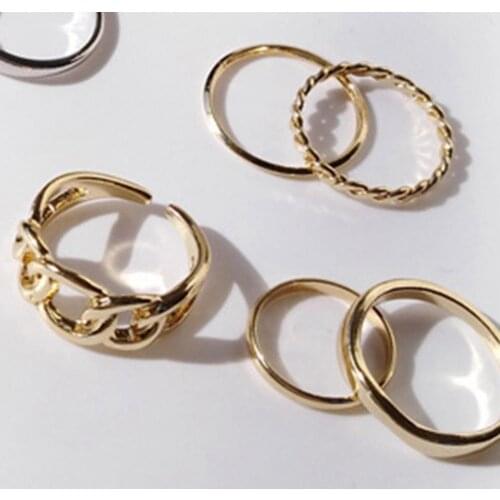 5 Pcs Fingers Metal Ring Anti-allergy Wearable Alloy Joint Knuckle Ring Set Vintage Finger Rings for Women Lightweight Set