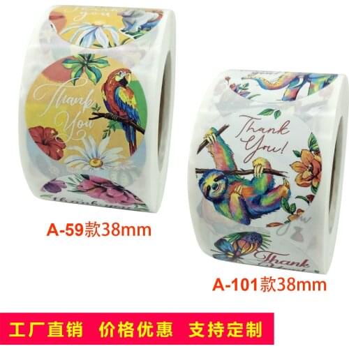 500pcs 1.5inch Floral Thank You Stickers Round Animal seal label handmade scrapbooking Envelope stationery sticker