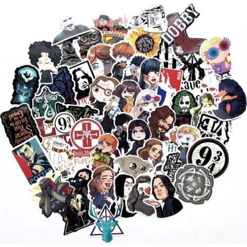 53 PCS Harri Waterproof Stickers Hogwarrts 2021 Potter Luggage Skateboard Guitar Laptop Art Decoration Stikers Kid Toy