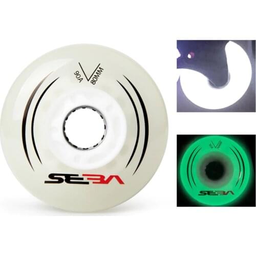 8pcs 100% Original SEBA Lighting and Luminous Wheels LED Flash Inline Skate Wheels 90A Sliding Rollers Slalom Patines Tires