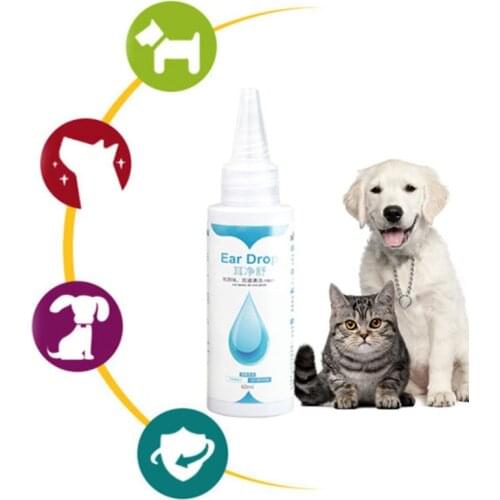 60 ml Pets Ears Drops Odor Removers Effective Against Mites Antibacterial Preventing Ear Disease Pet Dog Cat Clean Ear Wash Supp