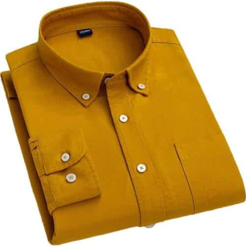 Aoliwen brand 2021 Mens Casual Long Sleeve Dress Shirts Formal Business Button Simple Basic Design Work Office Tops Shirt