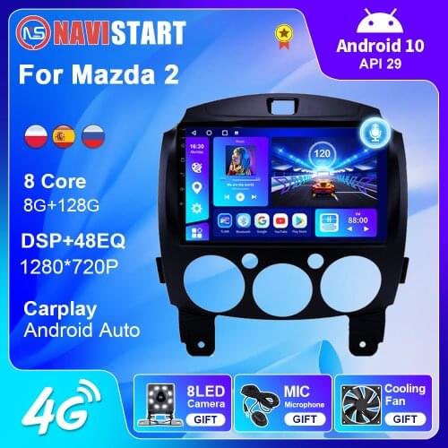 6G 128G Car Radio for Mazda 2 2007-2014 Android 10 Car Multimedia Video Player Autoradio GPS Navigation Stereo Carplay No DVD