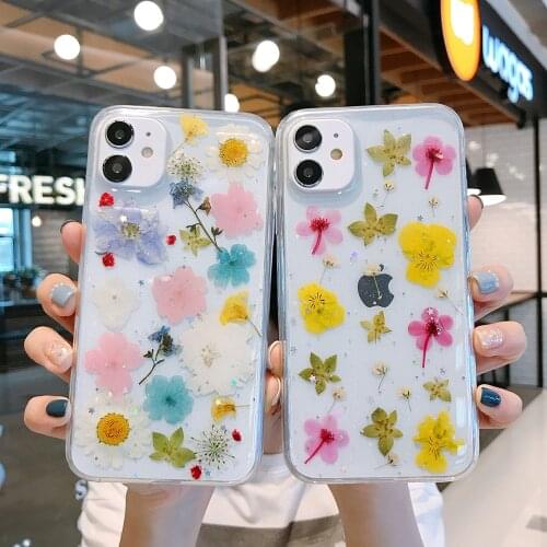 Flower Glitter Clear Phone Case For iPhone 12 11 Pro XS Max 12Pro X XR 8 7 Plus SE 2020 Silicone Cases Soft Cover Coque Fundas