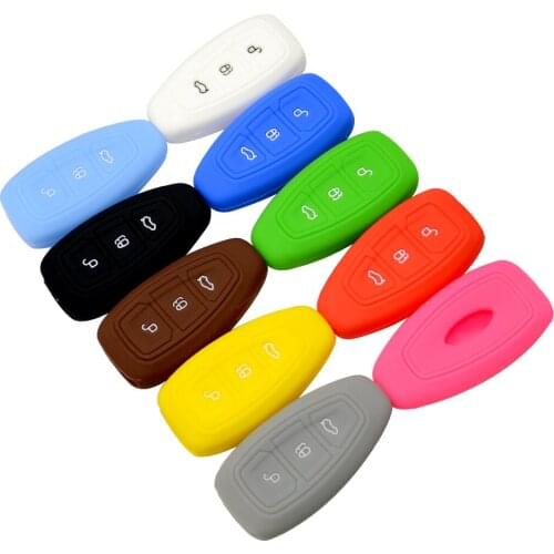 Colorful 3 Buttons Silicone Rubber Car Key Cover Case For Ford 3 Focus 3 MK3 for Mondeo Fiesta Kuga Escape Ecosport 2013 2014