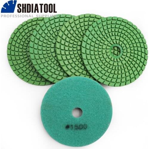 DIATOOL 5pcs 4" #1500 Professional Diamond Flexible wet polishing pads for stone, ceramic/tile, Sanding discs Premium quality
