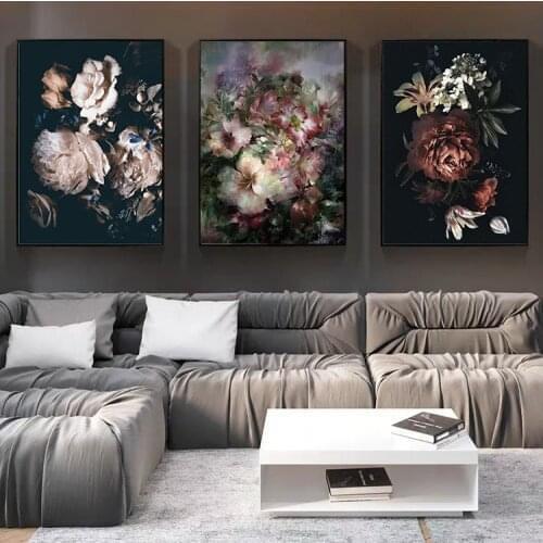 Canvas Painting Vintage Flower Posters and Prints Retro Wall Art Plant Pictures for Home Dormitory Bedroom Backdrop Luxury Decor