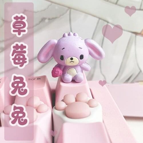 Key Caps for Rabbit Model Pink Dedicated Handmade Keyboard Buttons Anime Cartoon Personality Stereo Pbt Keycaps