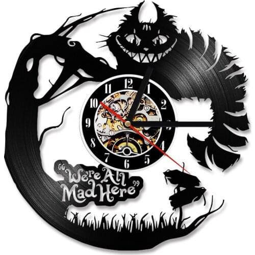 Creative Antique Style 3D Vinyl Record Clock Black Hollow Flower Ornament LED Hanging Wall Clock Gift for Birthdays Wedding