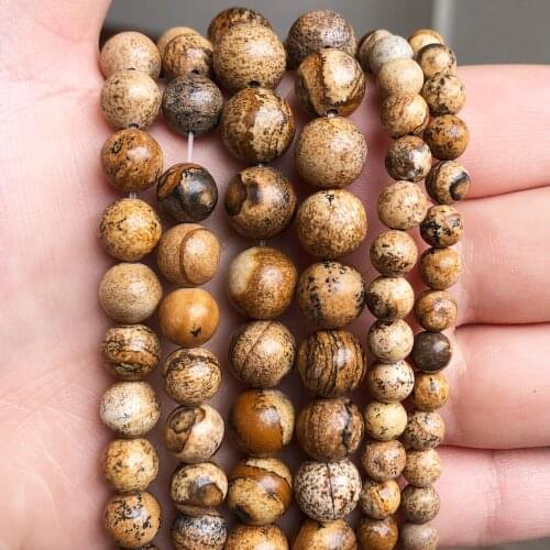 Natural Beautiful Picture Jaspe Round Loose Beads 15.5inch/strand 4 6 8 10 12 mm For Jewelry Making DIY Bracelet Necklace