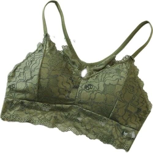 Summer Women Sexy Tank Tops Lace Floral Crochet Padded Bra Cotton Tank Tops Sexy V-Neck Lace Crochet Vest Casual