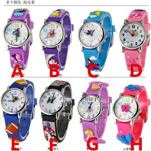 Top selling children 3D cartoon pattern silicone strap quartz wristwatches for kids new dress gift watch with japan movement