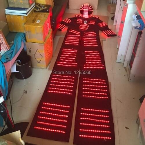 Fashion Colorful LED light robot luminous suit nightclubs party event supply dj disco ballroom dance costumes clothes helmet