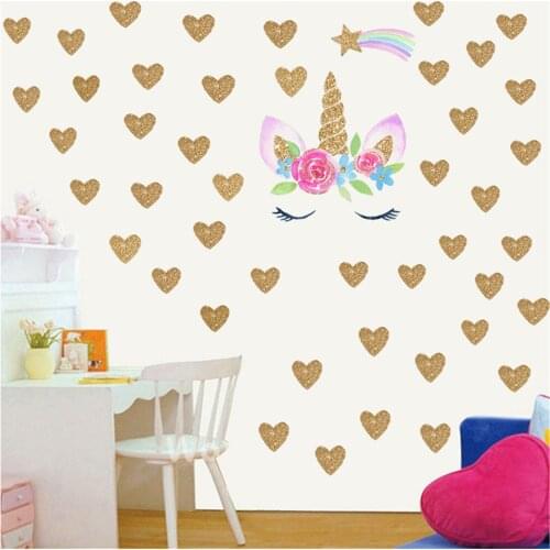 Cartoon Flower Unicorn Wall Sticker for Kids Room Nursery Vinyl Adhesive Art Decal Decals Stars Poster Home Decor Girl Bedroom