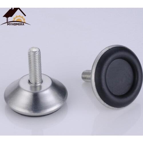 Myhomera 4Pcs Steel Furniture Legs Table Cabinet Shelf Leg Pad Rubber Anti-slip Base Adjustable DIY Leveling Feet 13mm 18mm 27mm