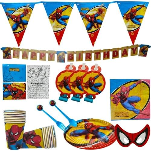 Disney Spiderman Birthday Party Set Disposable Tableware Supplies Cup Plate napkin Baby Shower Party Decoration Supplies Set