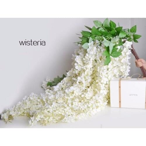 NEW Silk Wisteria Vine 165cm Artificial Hydrangea Wisterias Rattans Sakura for Wedding Centerpiece 8 Colors Available