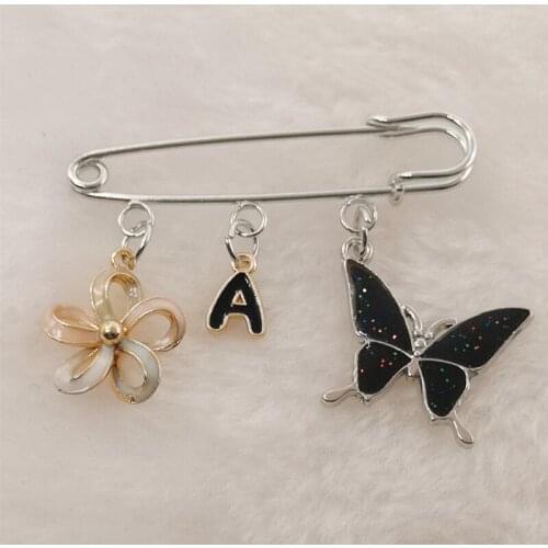 New flower A-Z letter fashion temperature control color changing butterfly brooch insect hot sale party gift for men and women