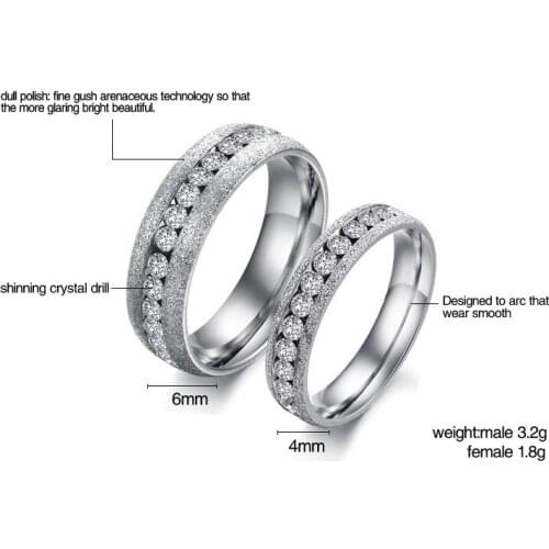 Single Row Drill Pearl Sand Titanium Steel Couple Ring