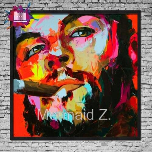 Francoise Nielly Hand painted Palette knife painting Ernesto Guevara portrait Palette knife Face Impasto Oil painting on canvas