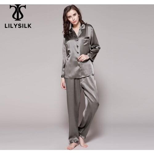 LilySilk 100 Silk Pajamas Set pijama pyjamas feminino Ladies Sleepwear Women Full Length 22 momme Mulberry Free Shipping