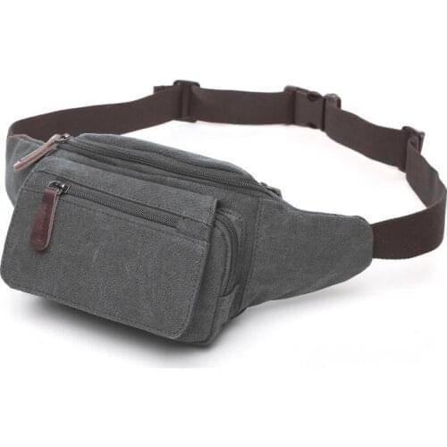 Casual waist bag cotton canvas mens outdoor sports running cycling diagonal bag/compartment cell phone waist bag Patchwork