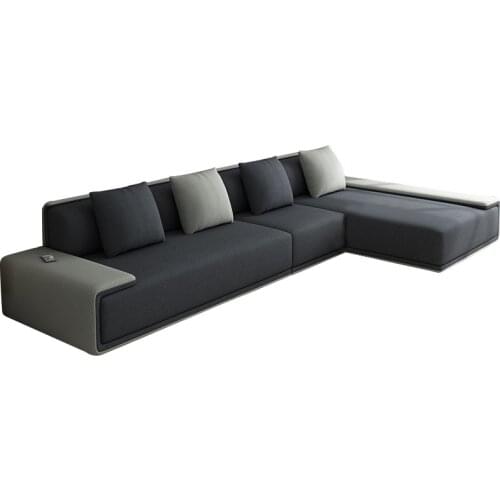 Simple living room latex fabric sofa small apartment sofa combination removable three-seat sofa pedal